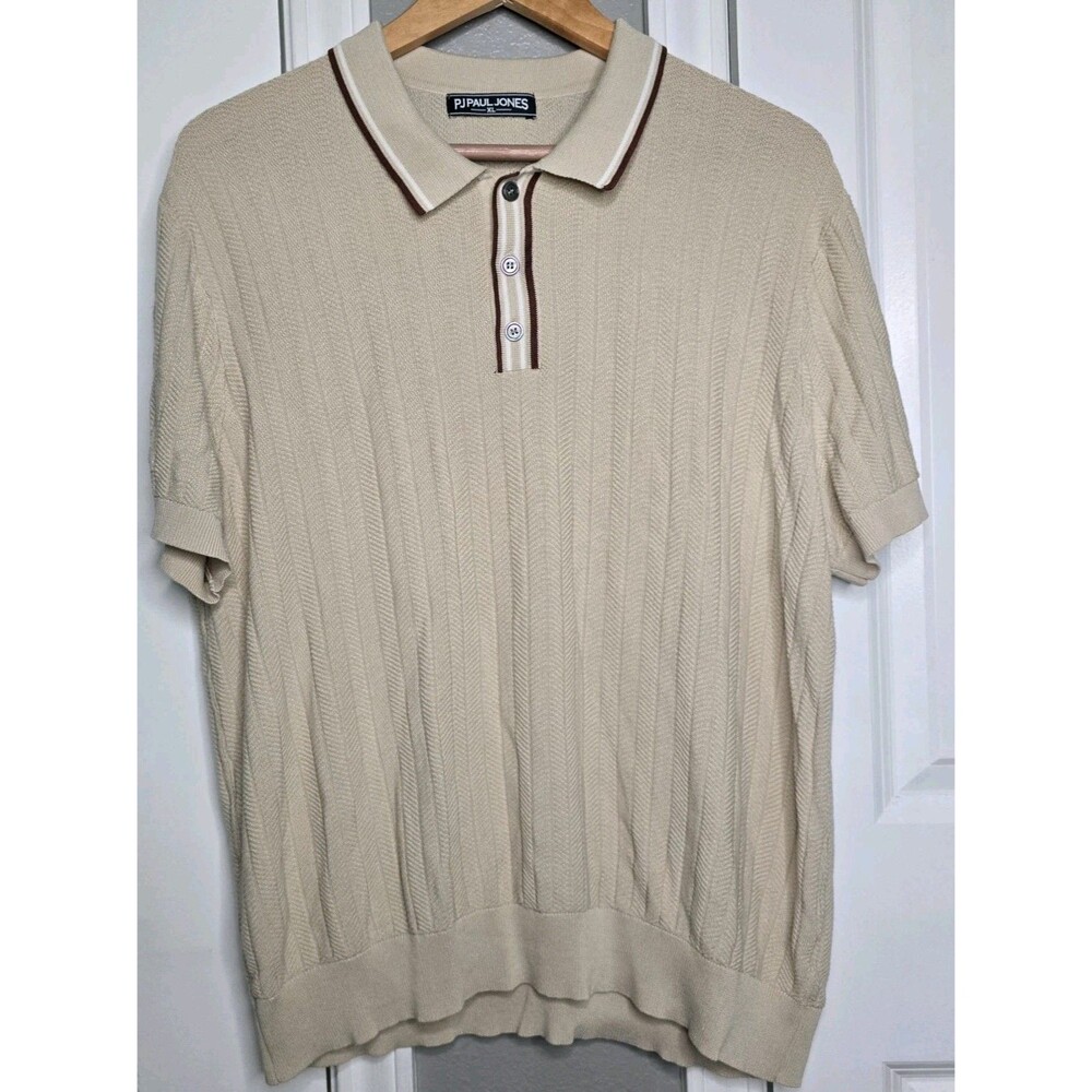 PJ Paul Jones Men's Knit Short Sleeve Polo Size XL Tan